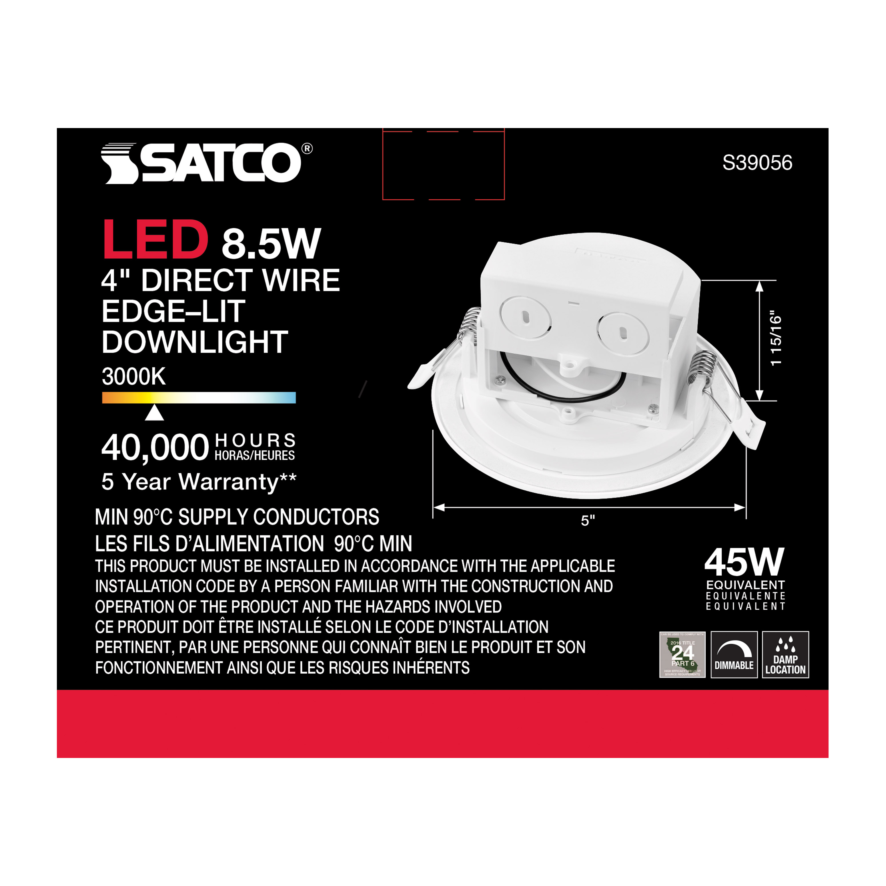 8.5WLED/DW/EL/4/30K/120V - S39056
