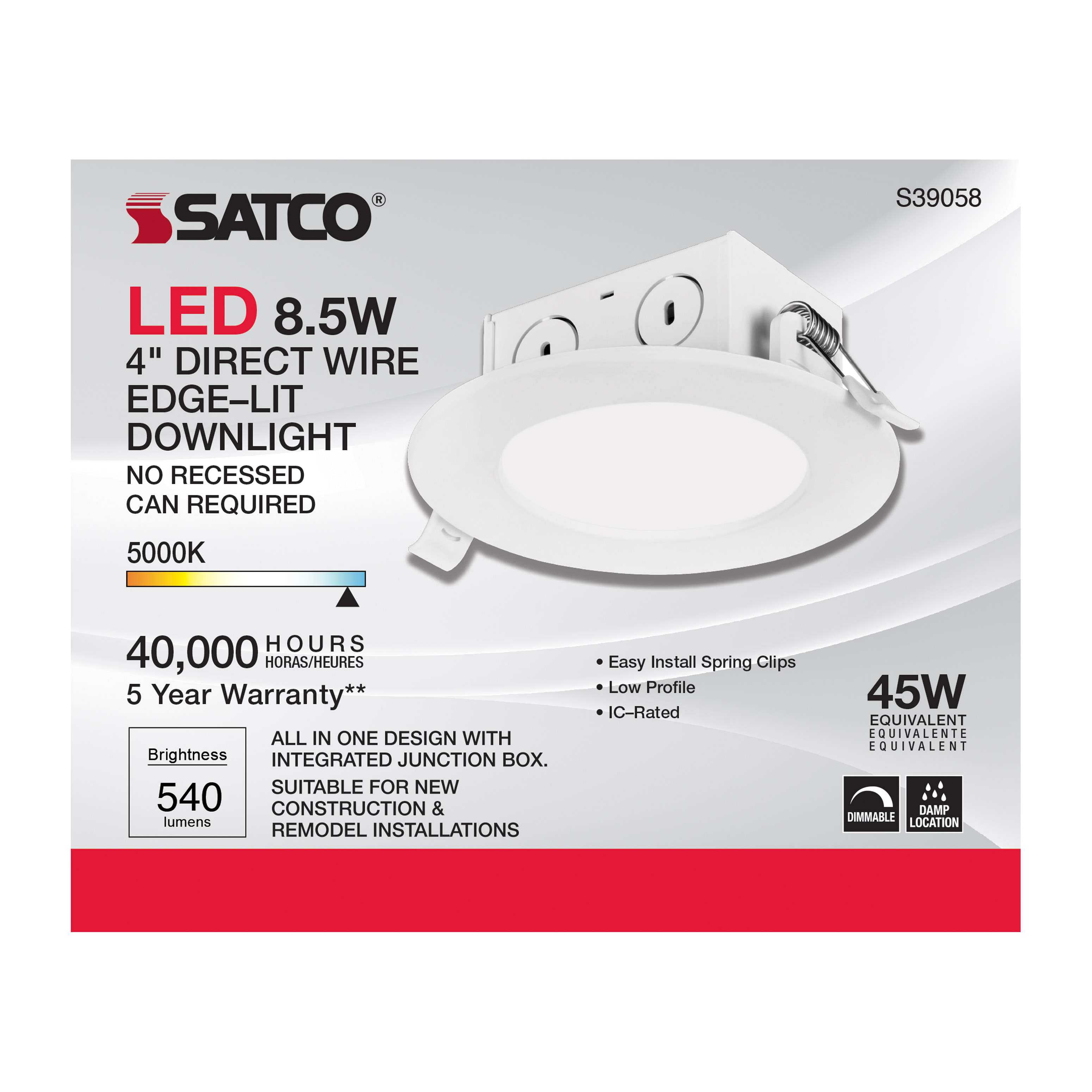 8.5WLED/DW/EL/4/50K/120V - S39058