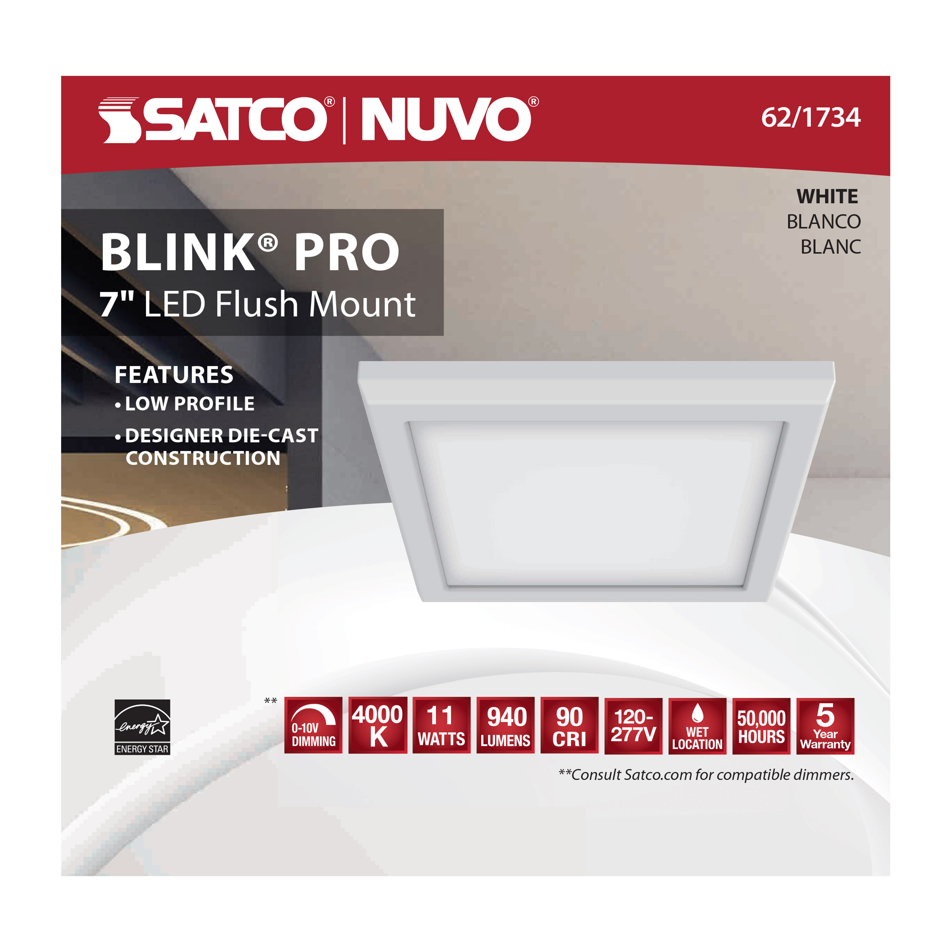 62-1734 BLINK 7'' SQUARE 11W 0-10V