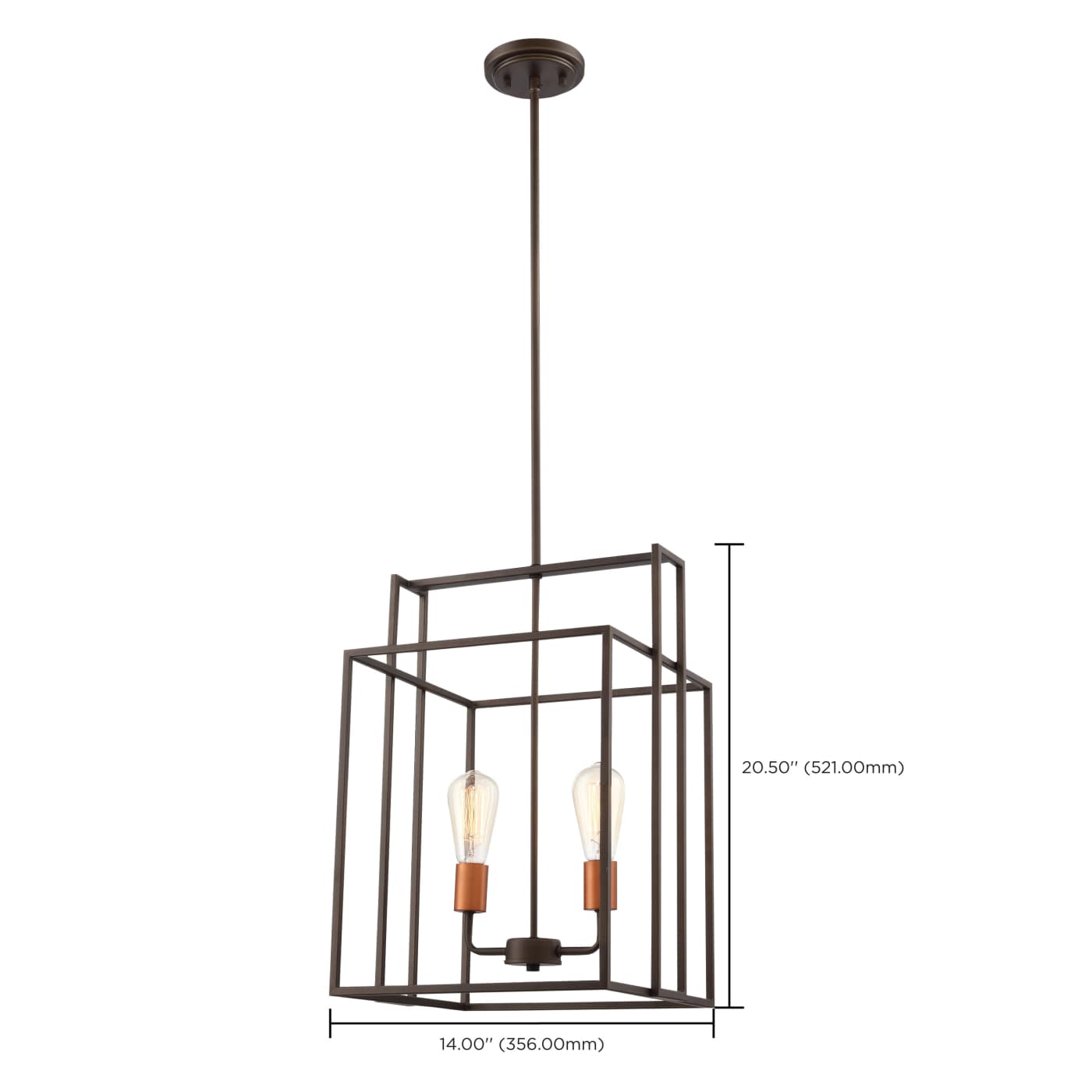 LAKE 2 LIGHT 14" SQUARE PEND - 60-5852
