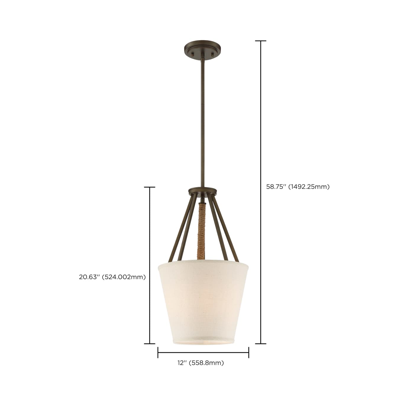 SENECA 3 LIGHT 12" PENDANT - 60-5897