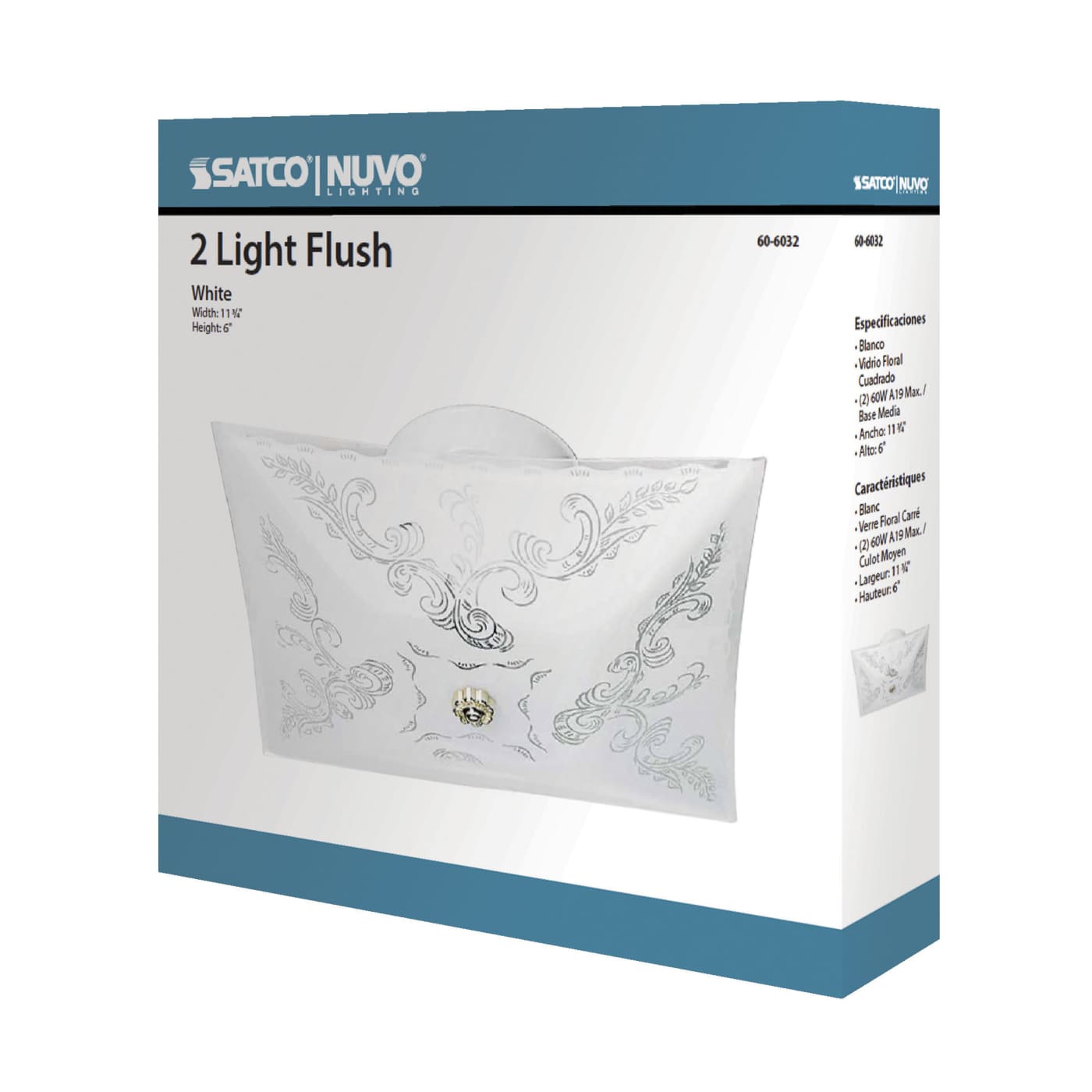 2 LIGHT SQUARE CEILING FLUSH - 60-6032