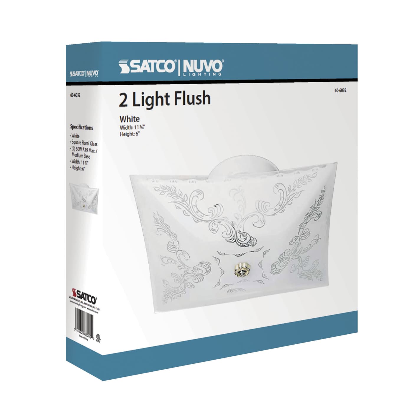 2 LIGHT SQUARE CEILING FLUSH - 60-6032