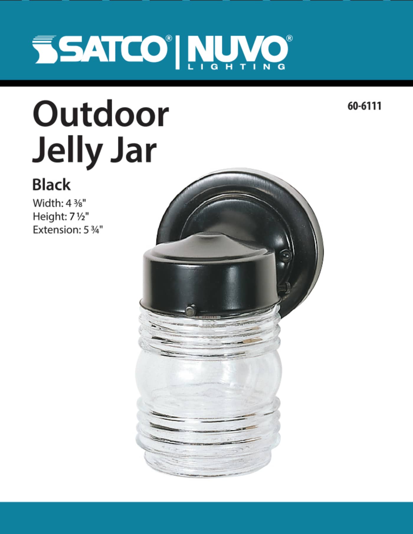 1 LIGHT OUTDOOR MASON JAR - 60-6111