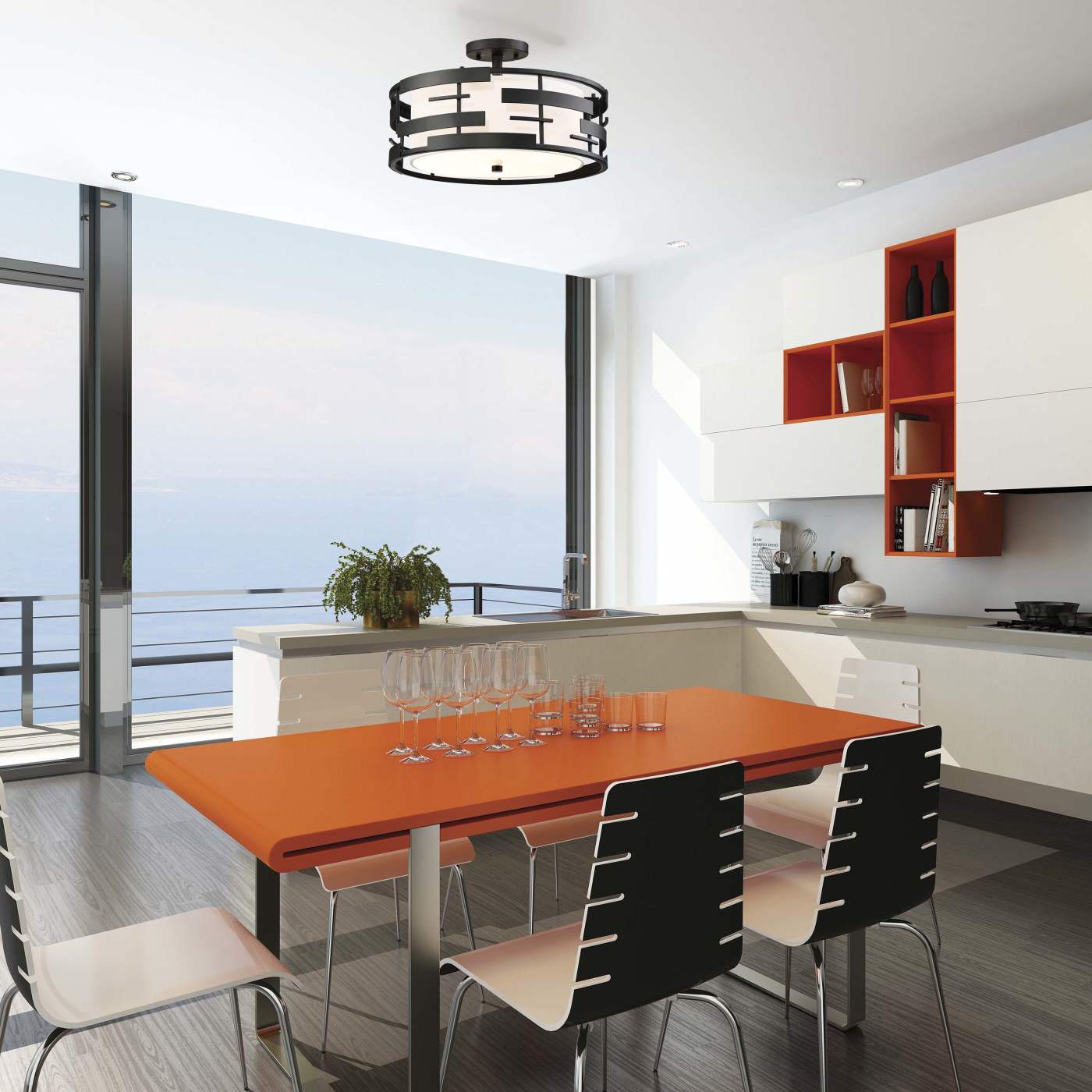 LANSING 3 LGT SEMI FLUSH - 60-6436