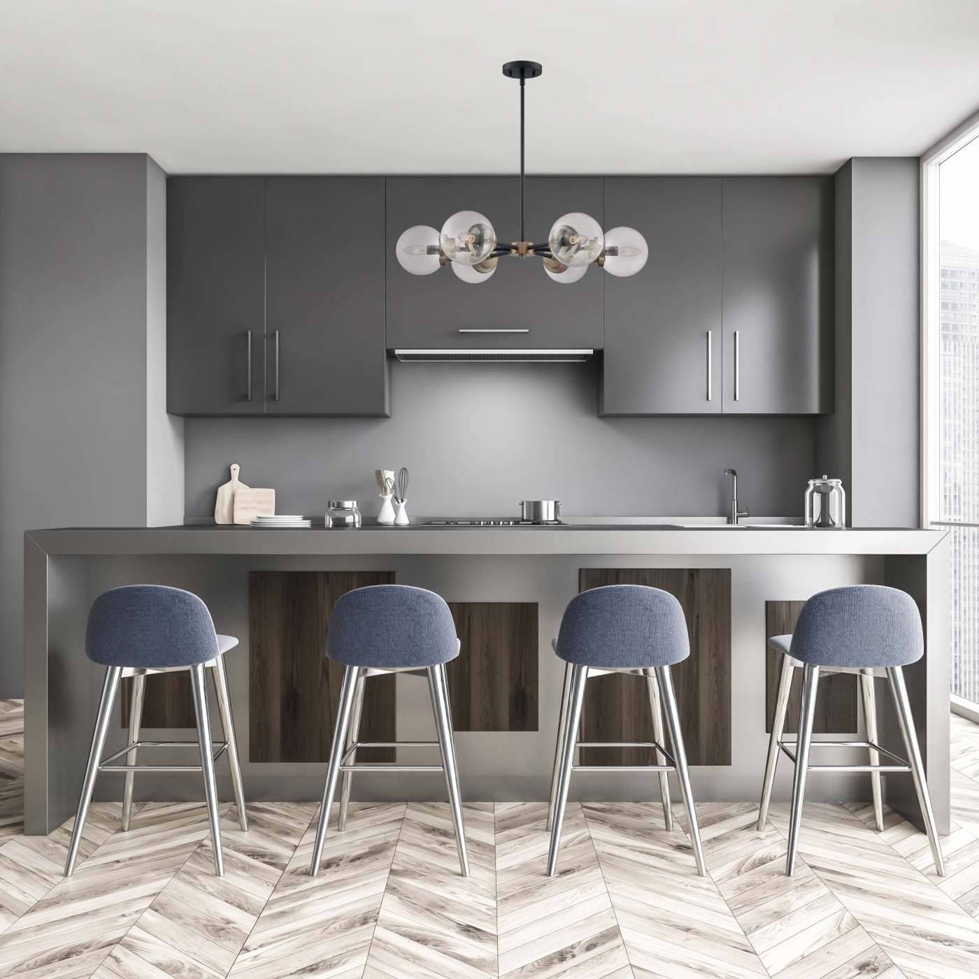 AXIS 6 LIGHT CHANDELIER - 60-7126