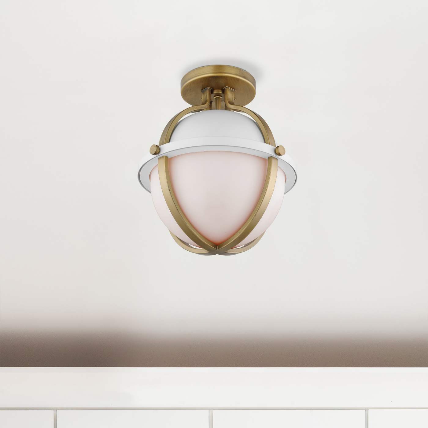 LINCOLN 1LT SEMI FLUSH WHITE - 60-7663