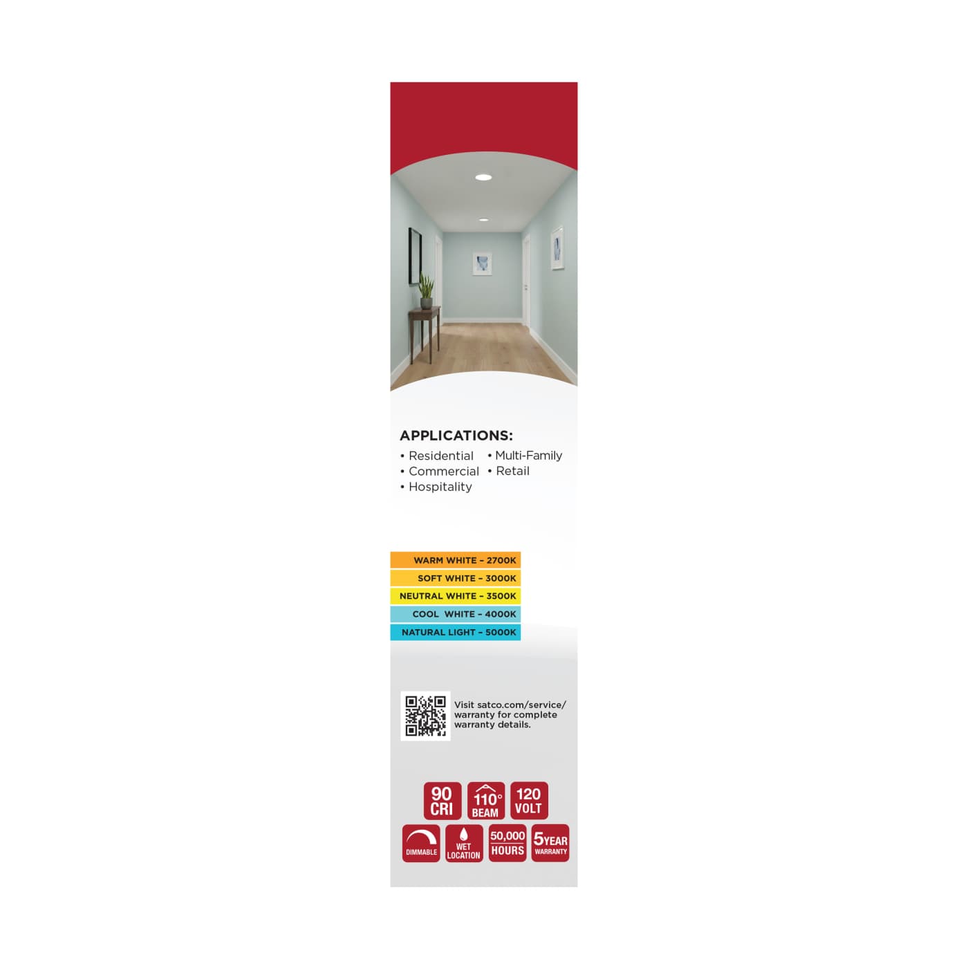 11W 7" 5CCT 120V WHT FIXTURE - 62-1004