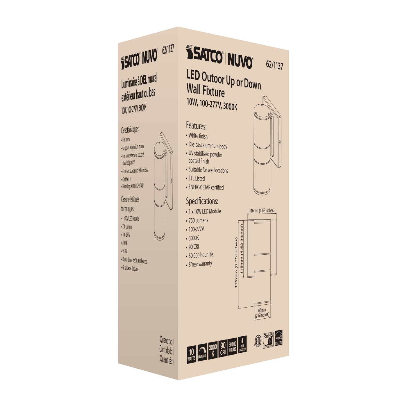 1 LT LED SM UP OR DOWN SCONCE - 62-1137