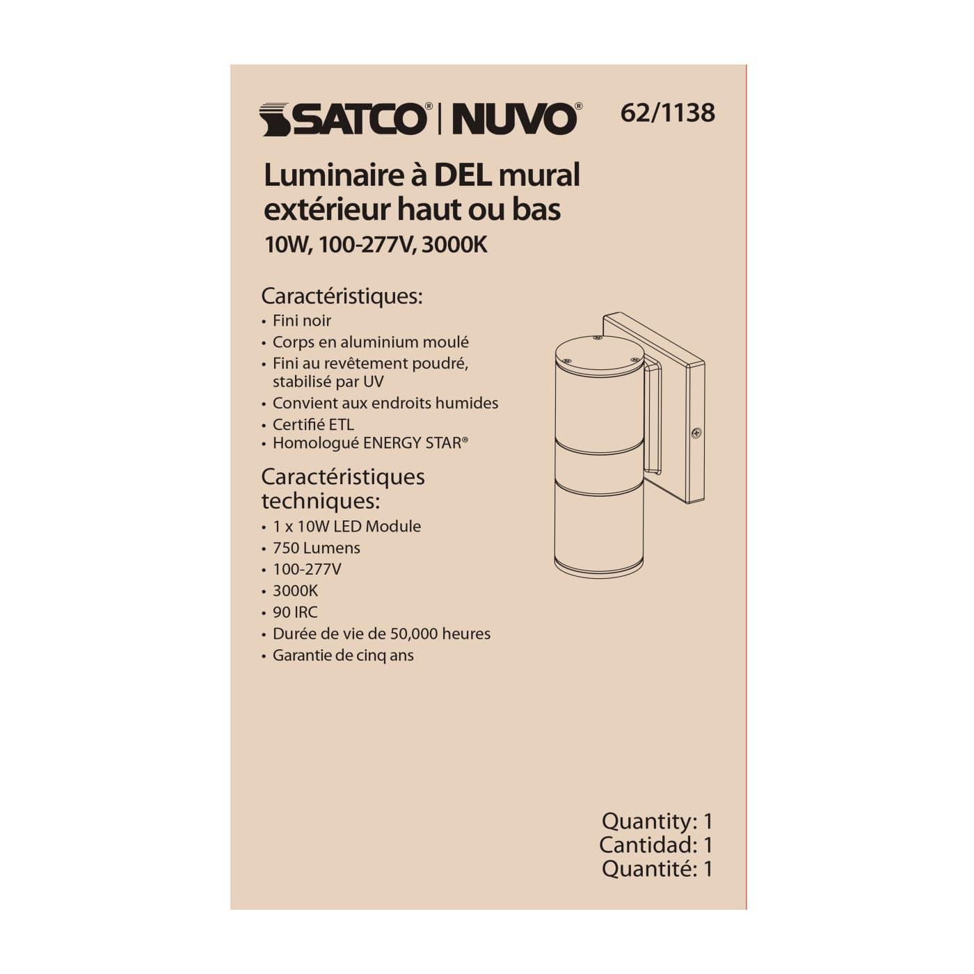 1 LT LED SM UP OR DOWN SCONCE - 62-1138