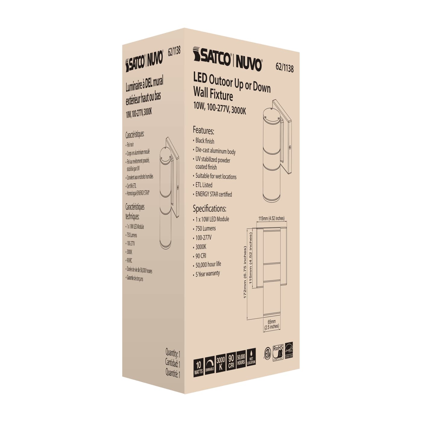 1 LT LED SM UP OR DOWN SCONCE - 62-1138