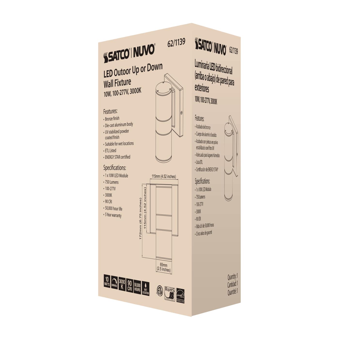 1 LT LED SM UP OR DOWN SCONCE - 62-1139