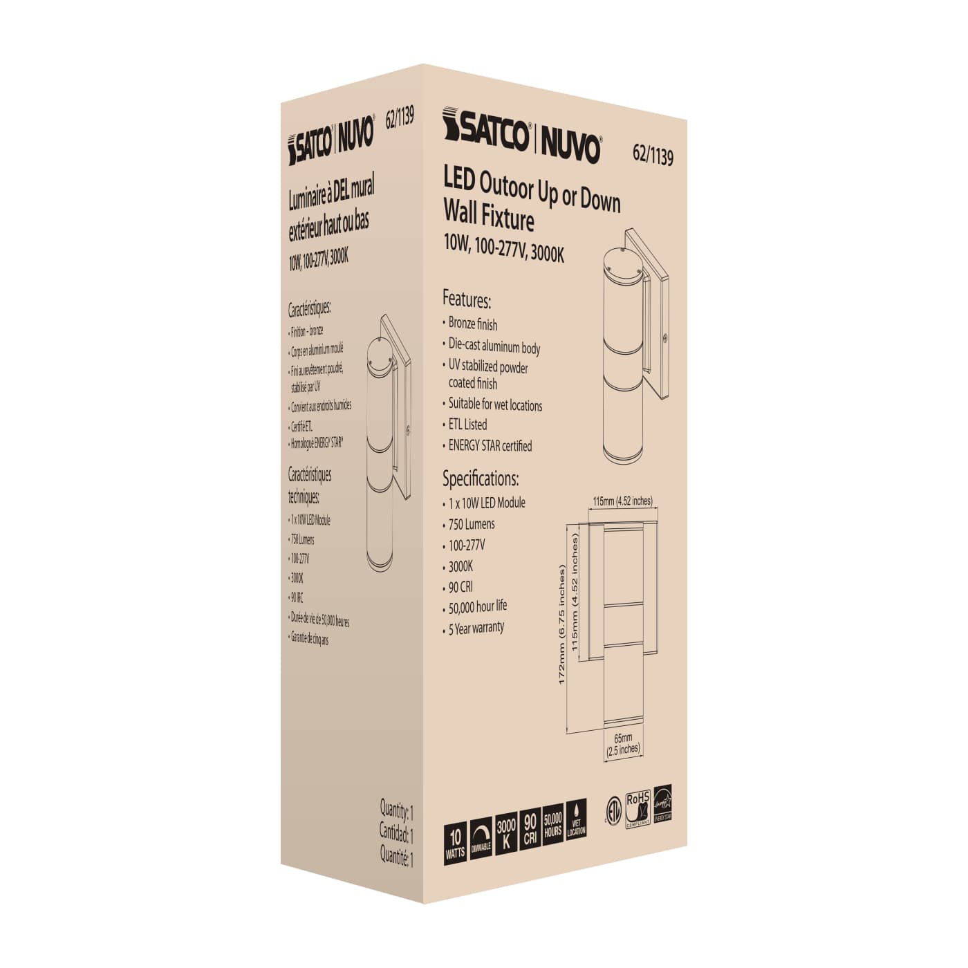 1 LT LED SM UP OR DOWN SCONCE - 62-1139