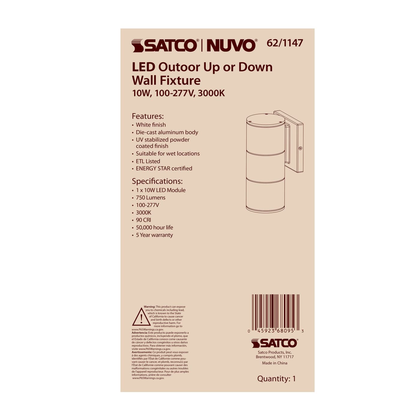 1 LT LED LG UP OR DOWN SCONCE - 62-1147