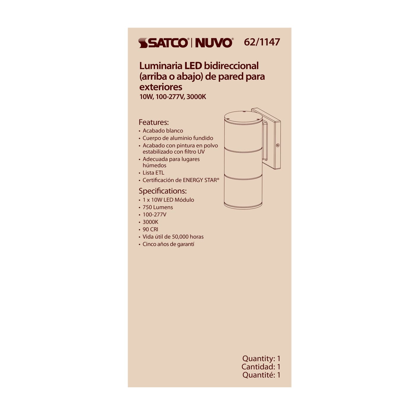 1 LT LED LG UP OR DOWN SCONCE - 62-1147