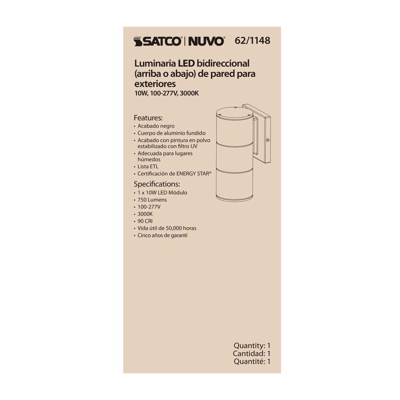 1 LT LED LG UP OR DOWN SCONCE - 62-1148