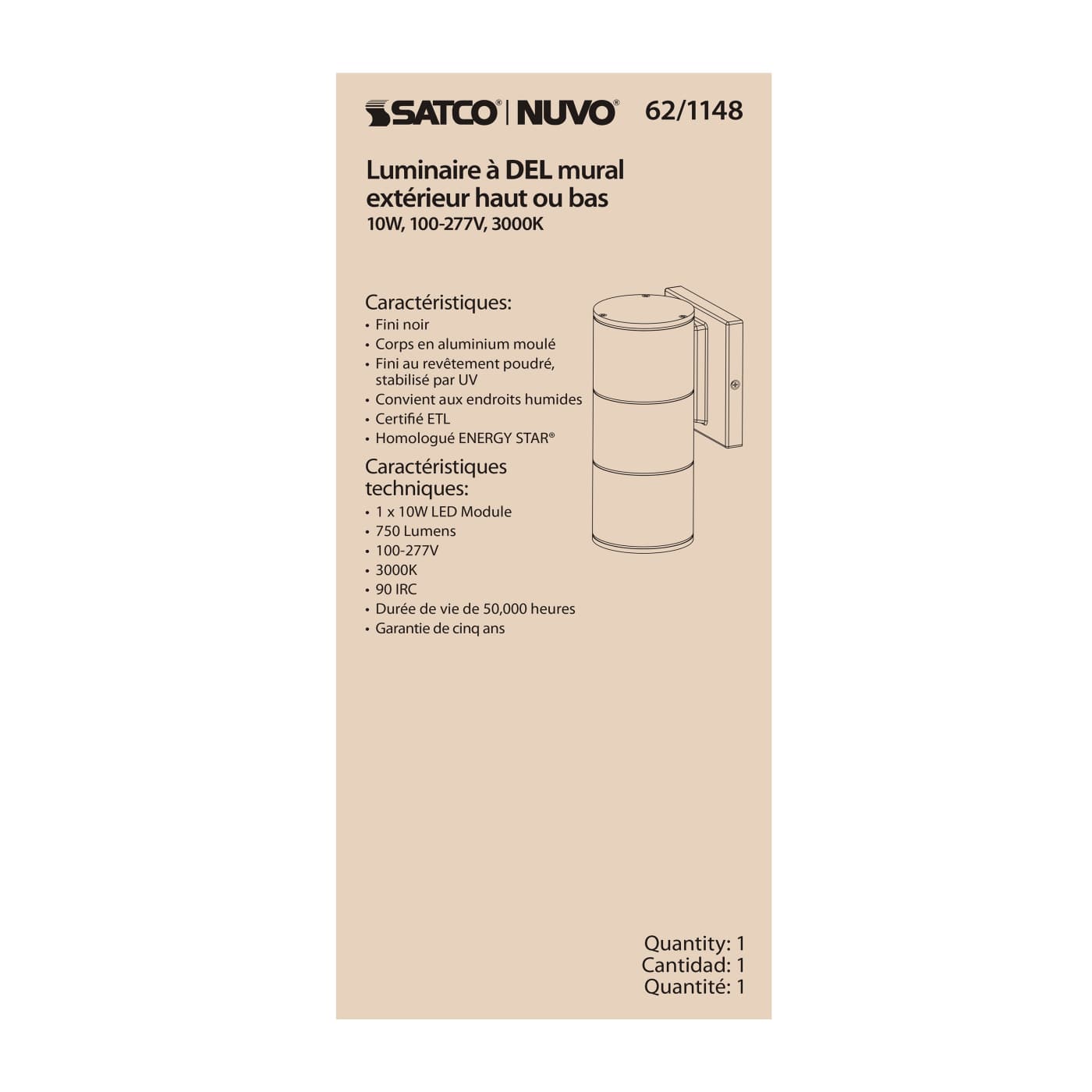 1 LT LED LG UP OR DOWN SCONCE - 62-1148