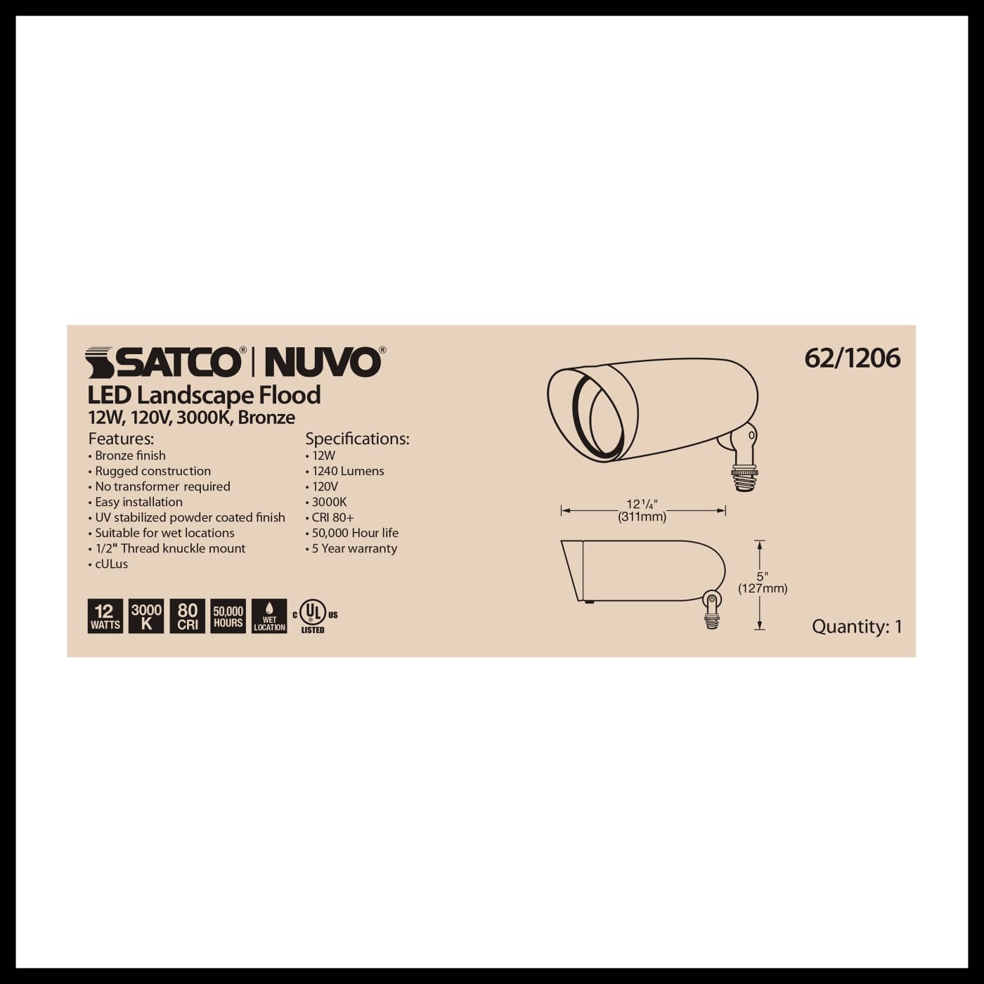 LED 12W LANDSCAPE FLOOD - 62-1206