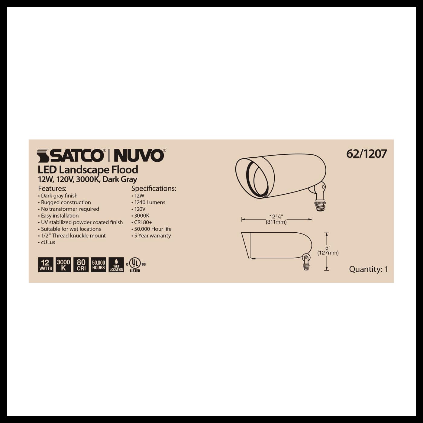 LED 12W LANDSCAPE FLOOD - 62-1207