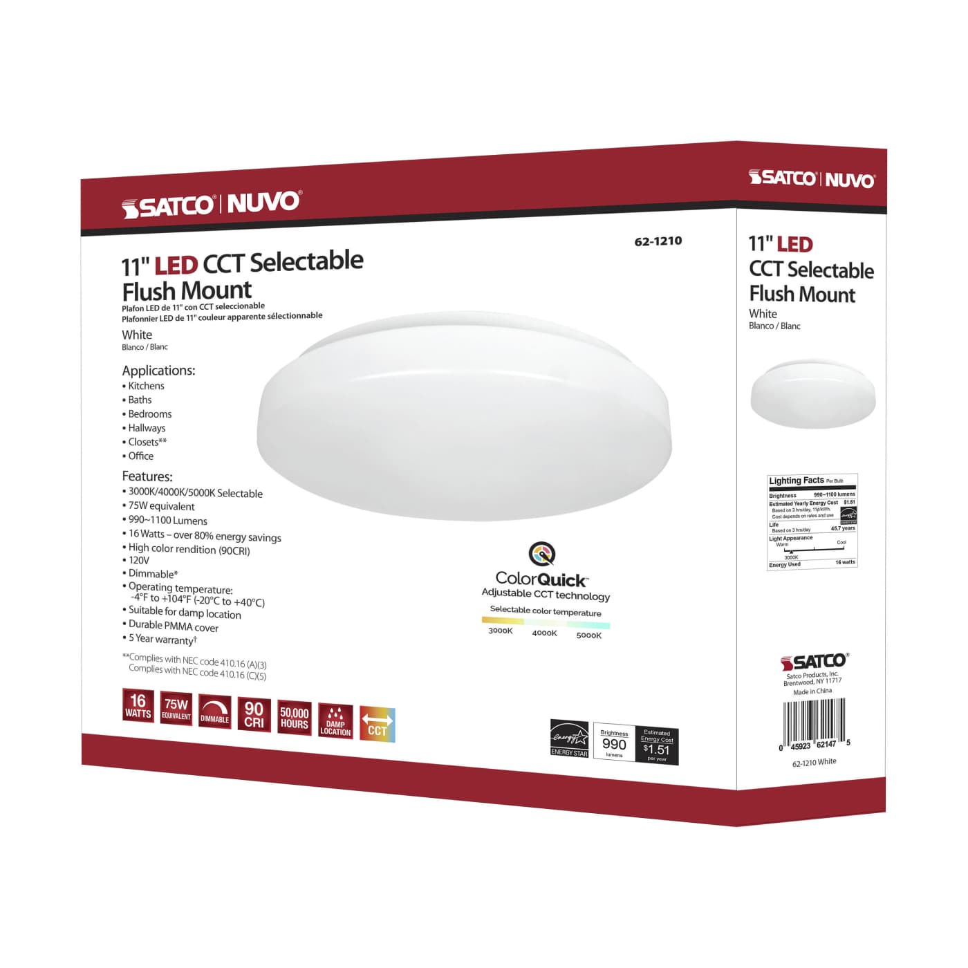 11" ACRYLIC LED FLUSH FIXTURE - 62-1210