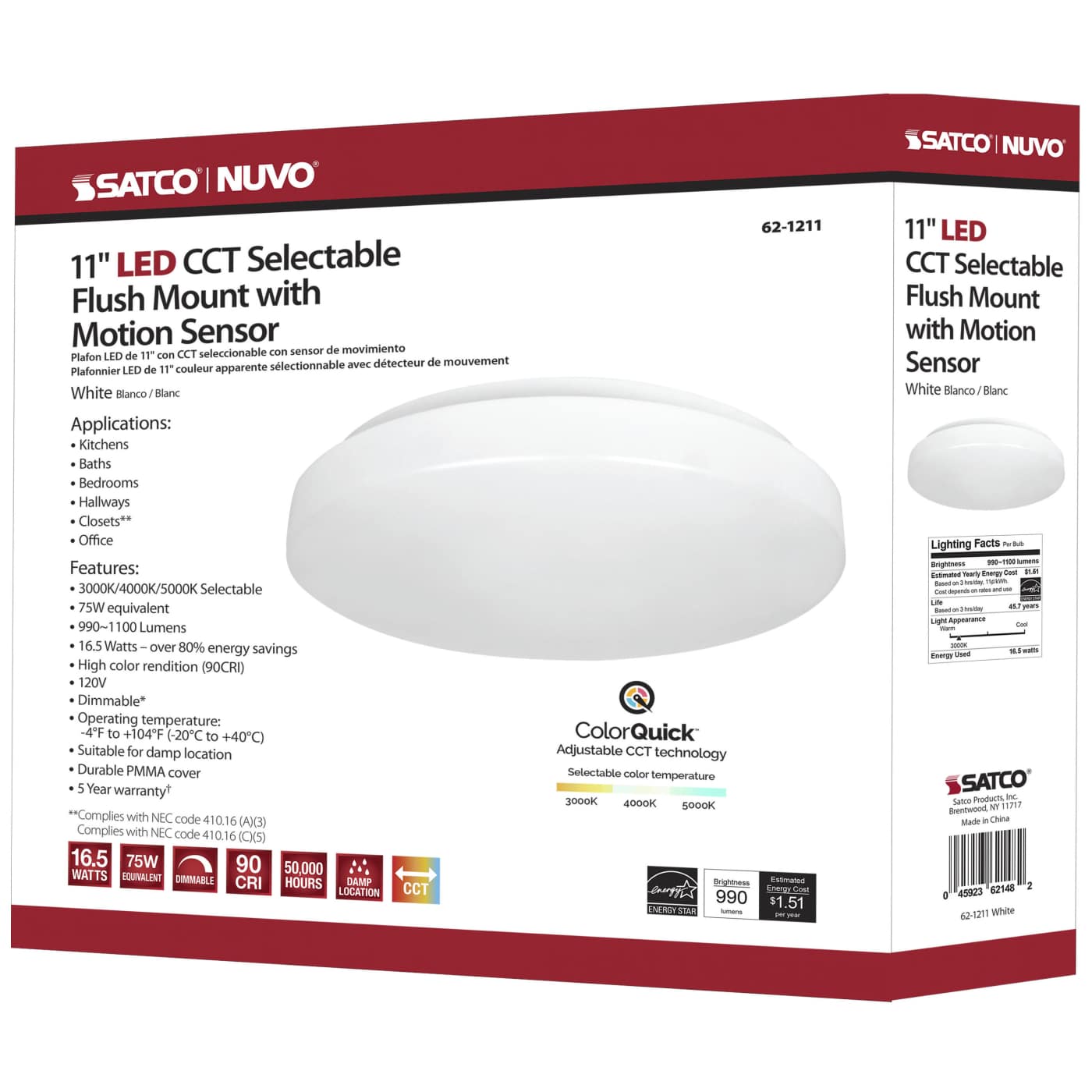 11" ACRYLIC LED FLUSH FIXTURE - 62-1211