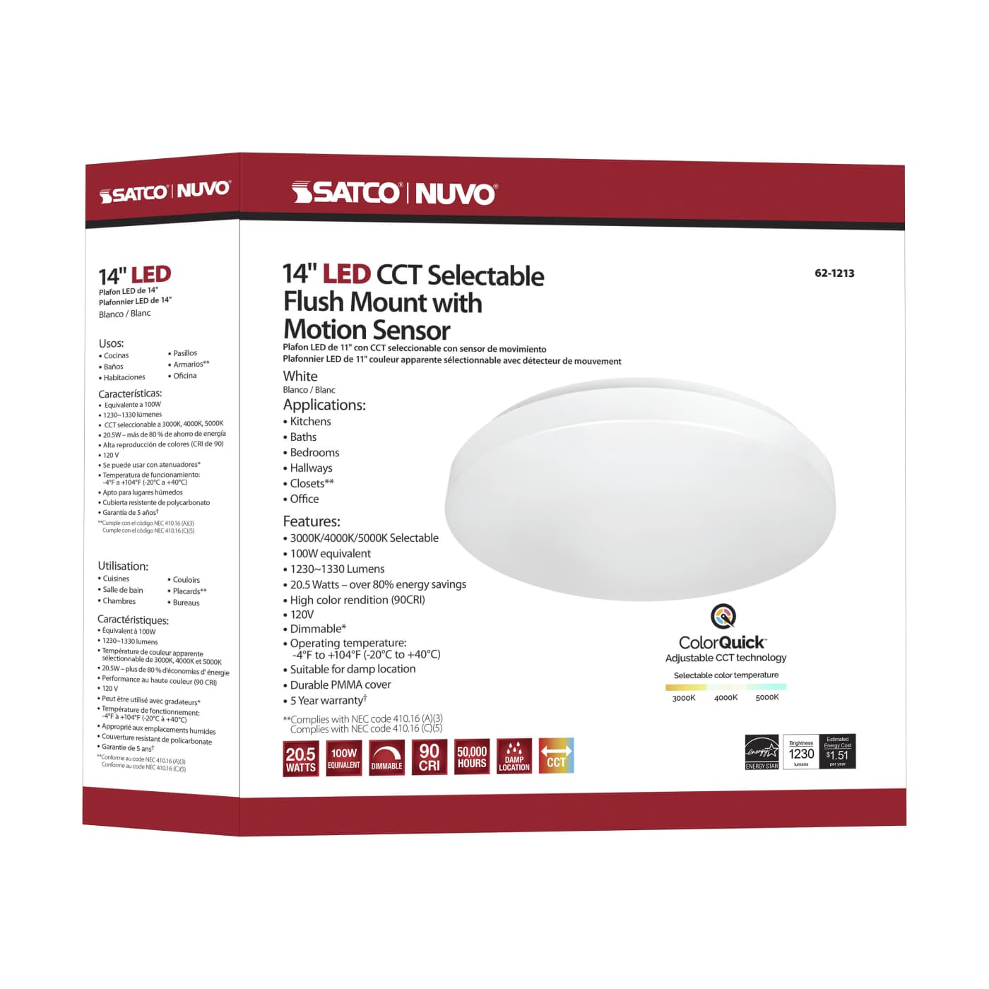 14" ACRYLIC LED FLUSH FIXTURE - 62-1213