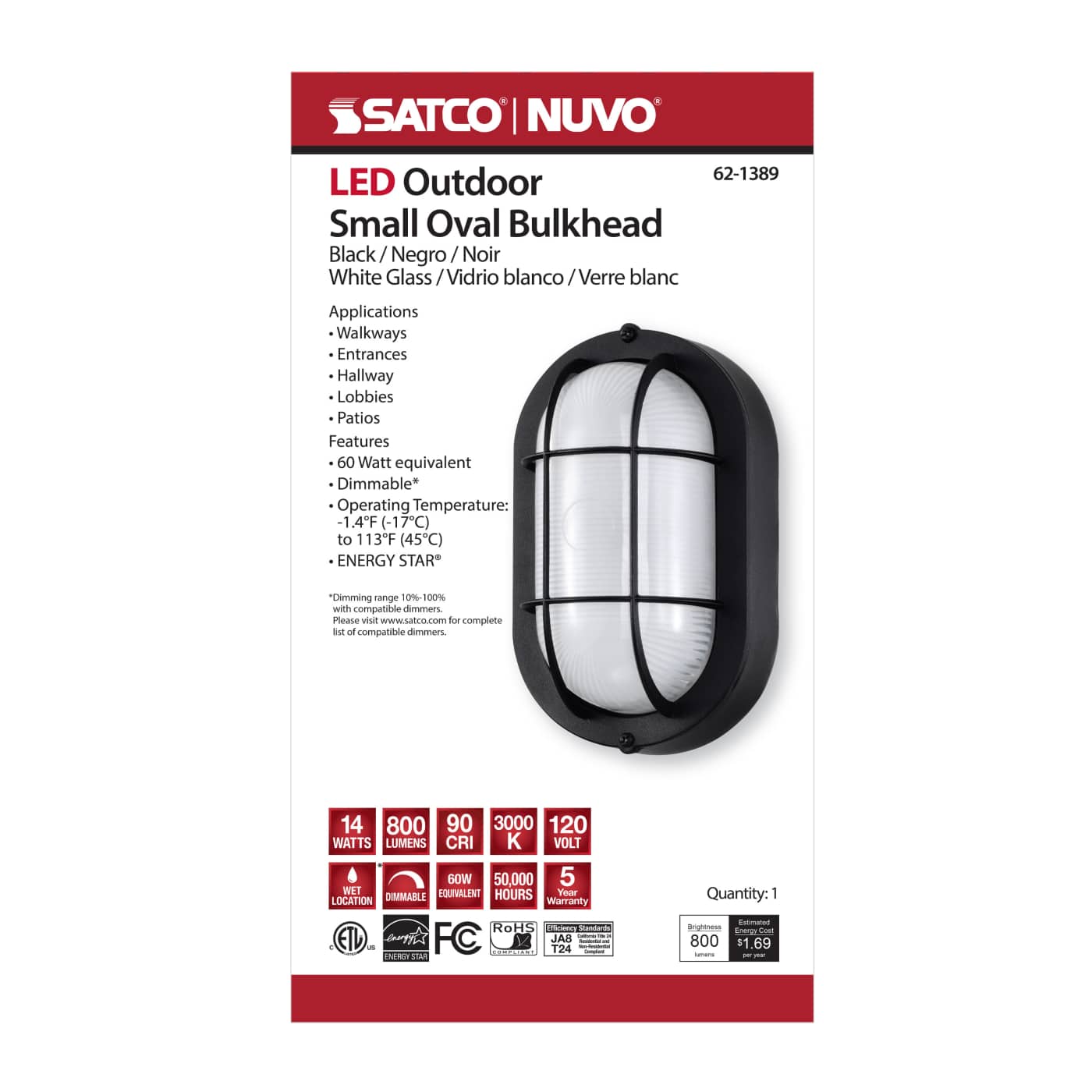 LED SMALL OVAL BULK HEAD - 62-1389