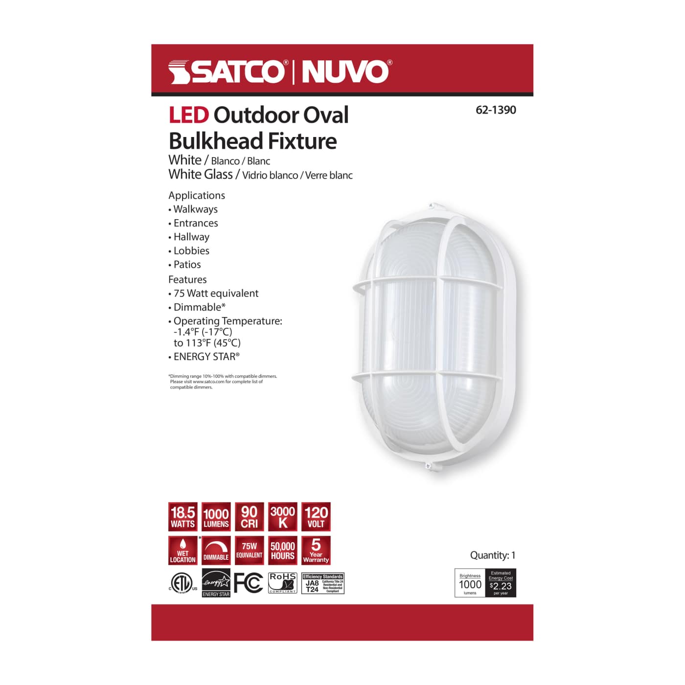 LED OVAL BULK HEAD - 62-1390
