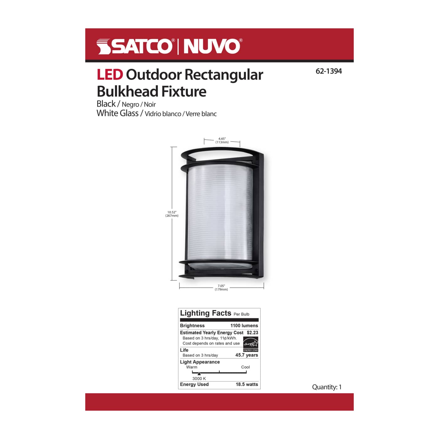 LED RECTANGULAR BULK HEAD - 62-1394