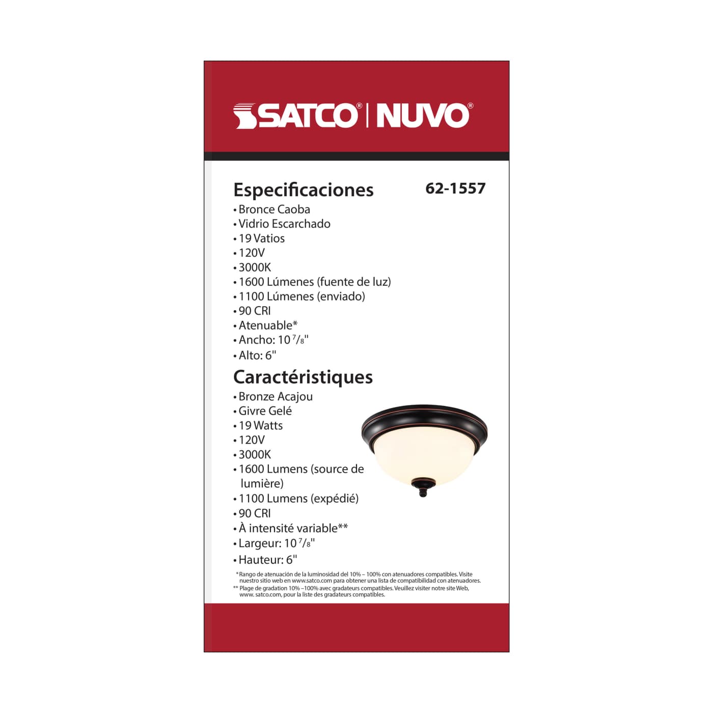 LED 19W 11" FLUSH MOUNT 3000K - 62-1557