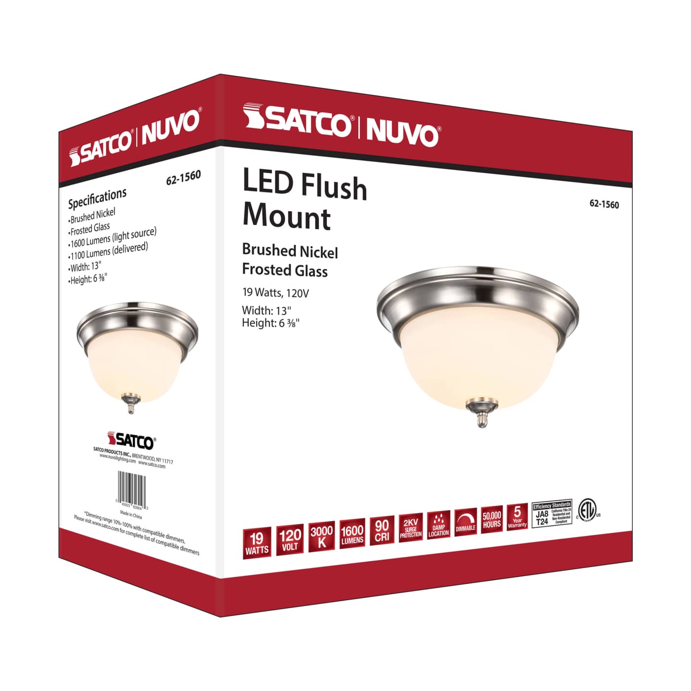 LED 19W 13" FLUSH MOUNT 3000K - 62-1560