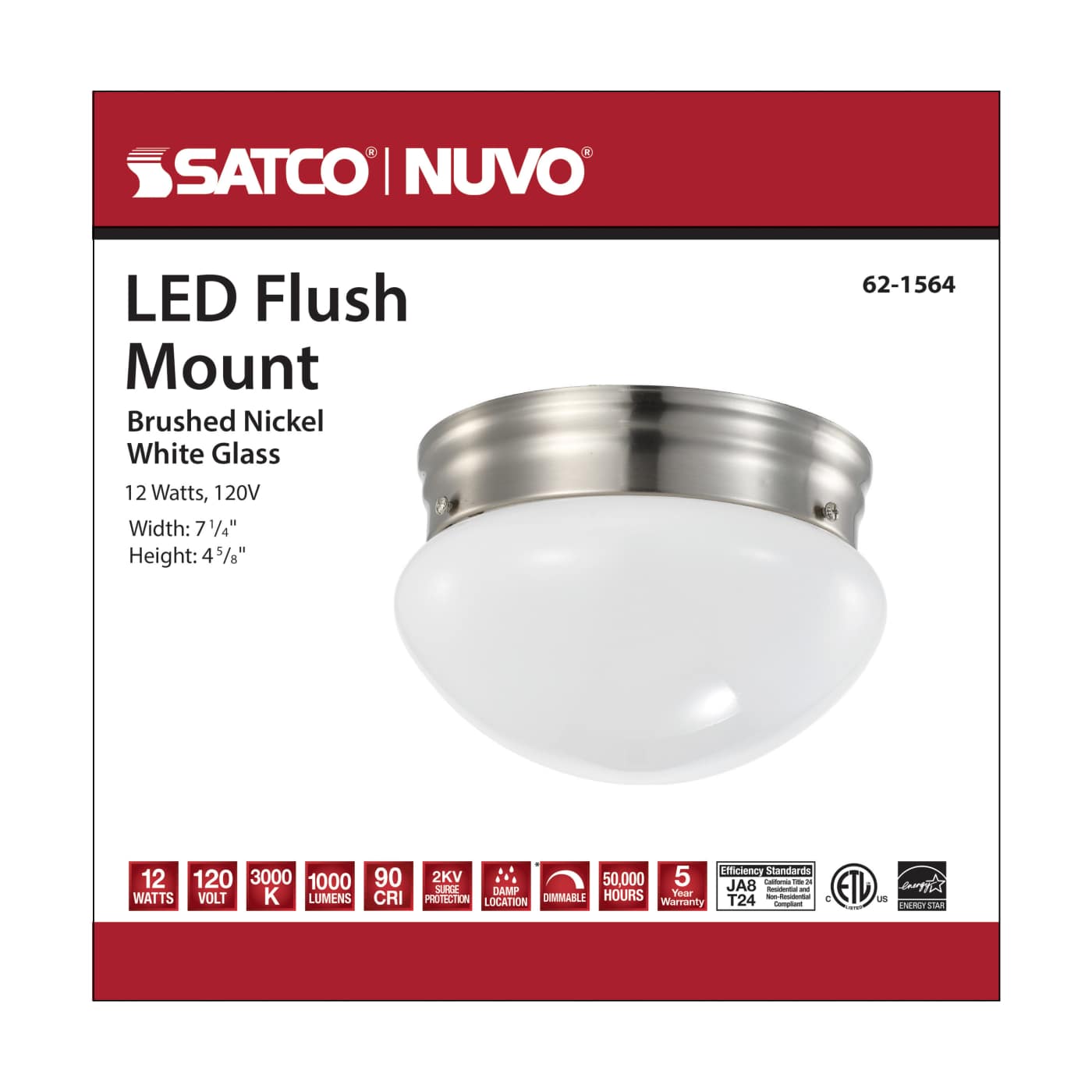 LED 12W 7" LED FLUSH 3000K - 62-1564