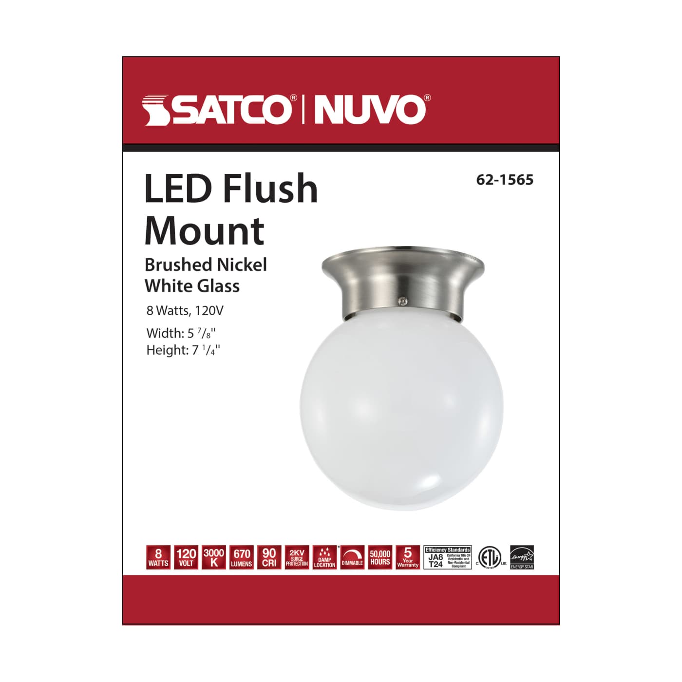 LED 8W 6" LED FLUSH 3000K - 62-1565