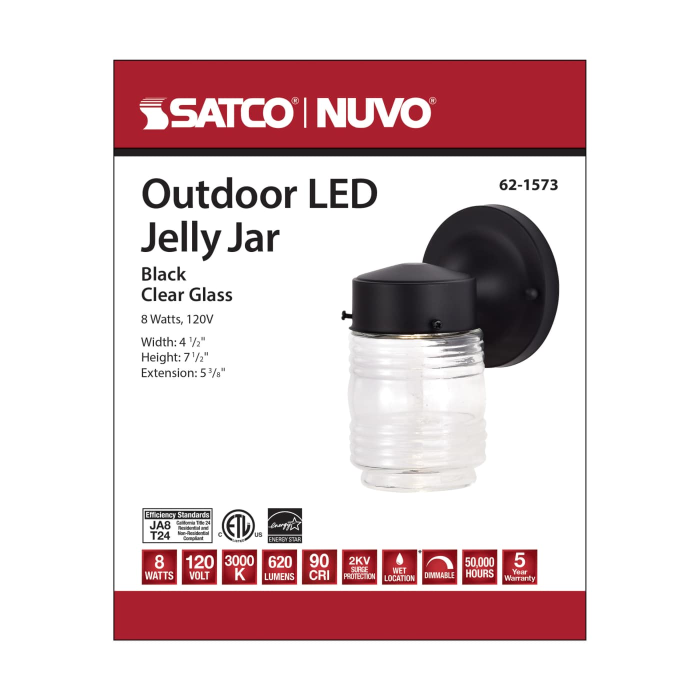 LED 8W MASON JAR 3000K - 62-1573