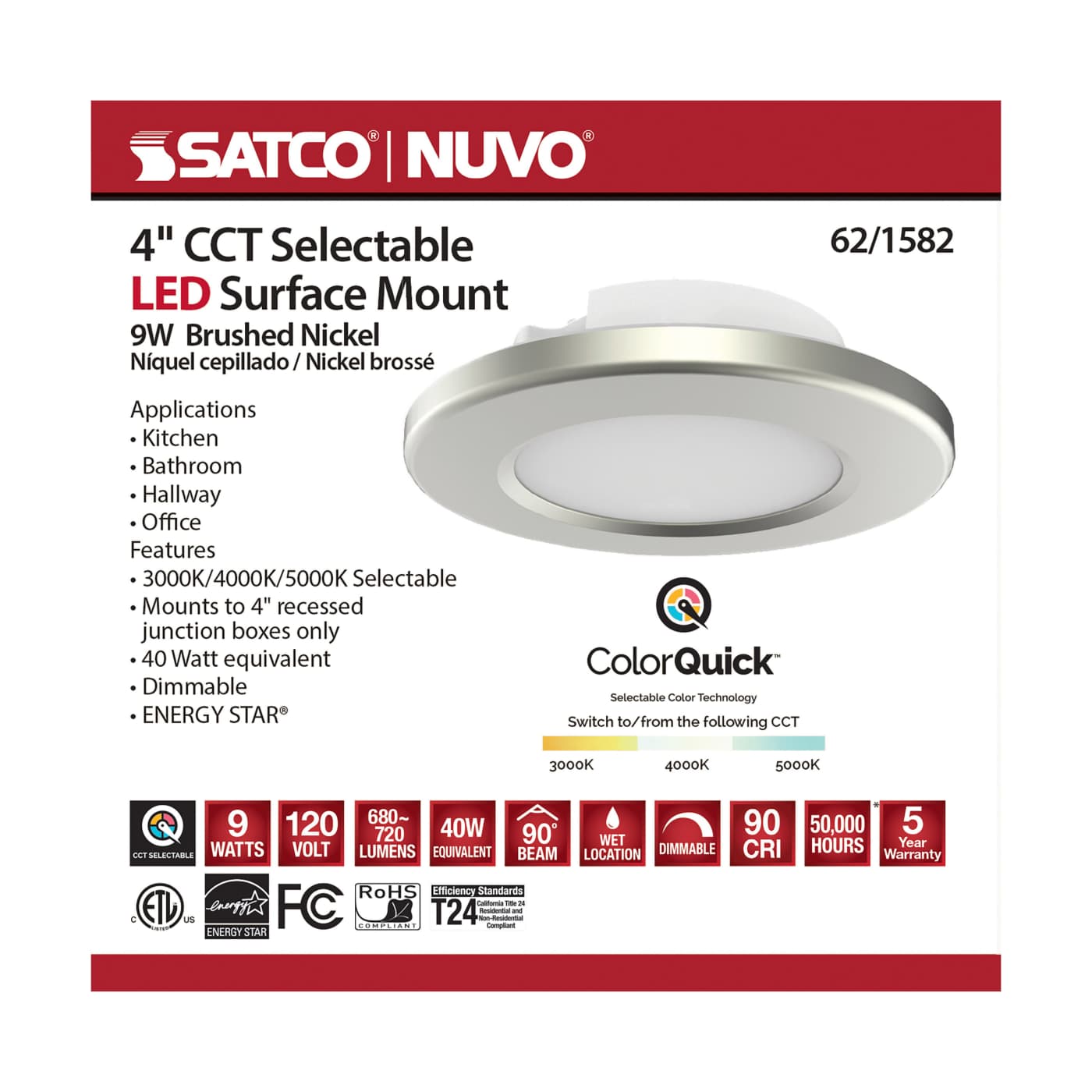 4" LED SURFACE MOUNT/BR NICKEL - 62-1582