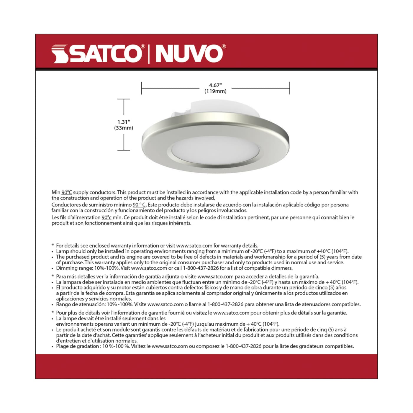 4" LED SURFACE MOUNT/BR NICKEL - 62-1582