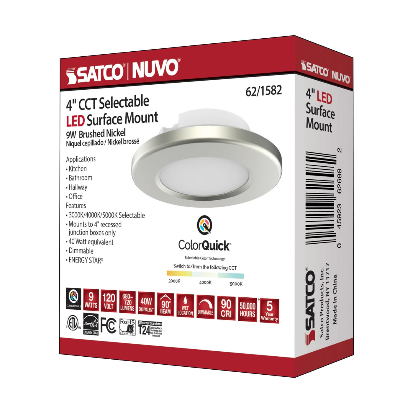 4" LED SURFACE MOUNT/BR NICKEL - 62-1582