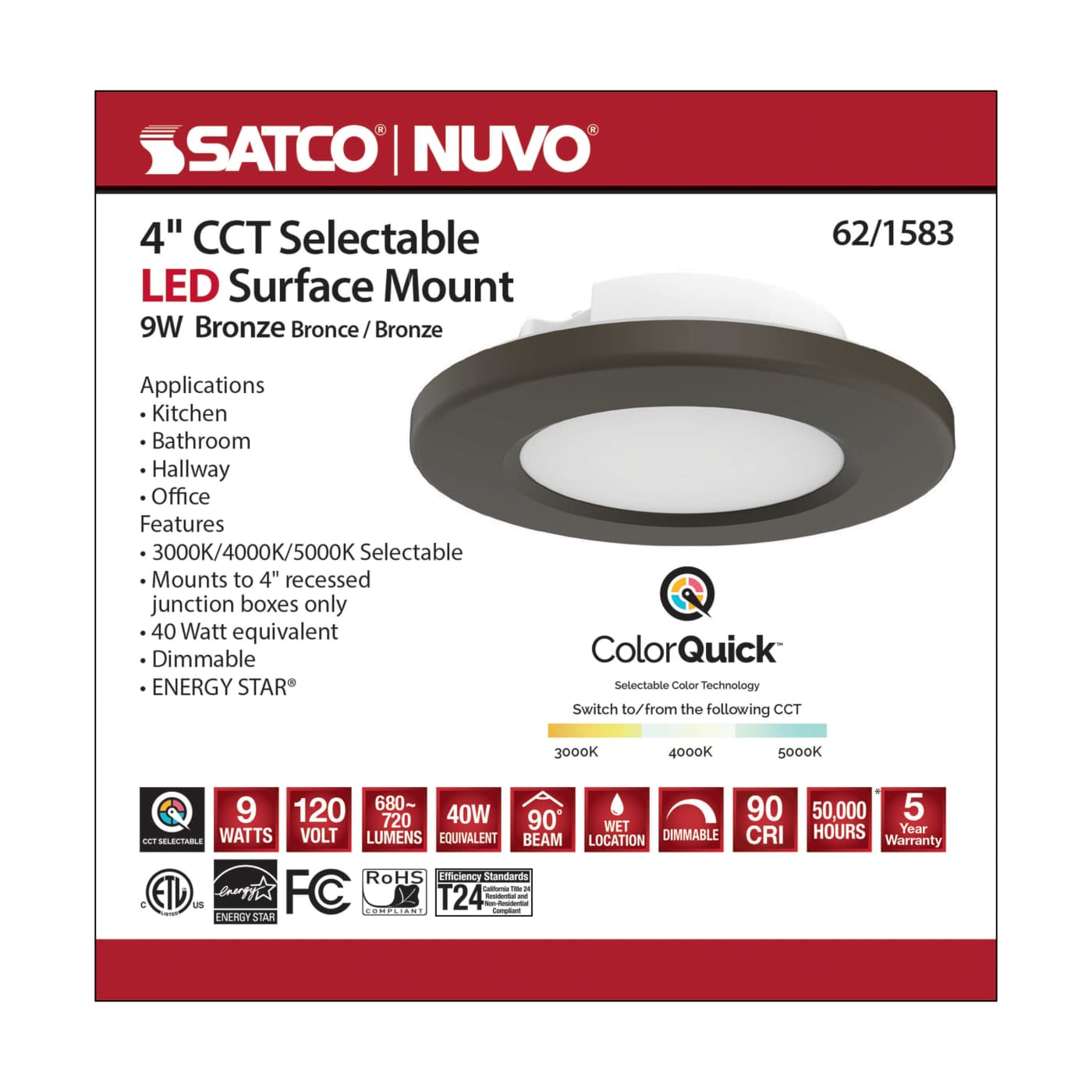 4" LED SURFACE MOUNT/BRONZE - 62-1583