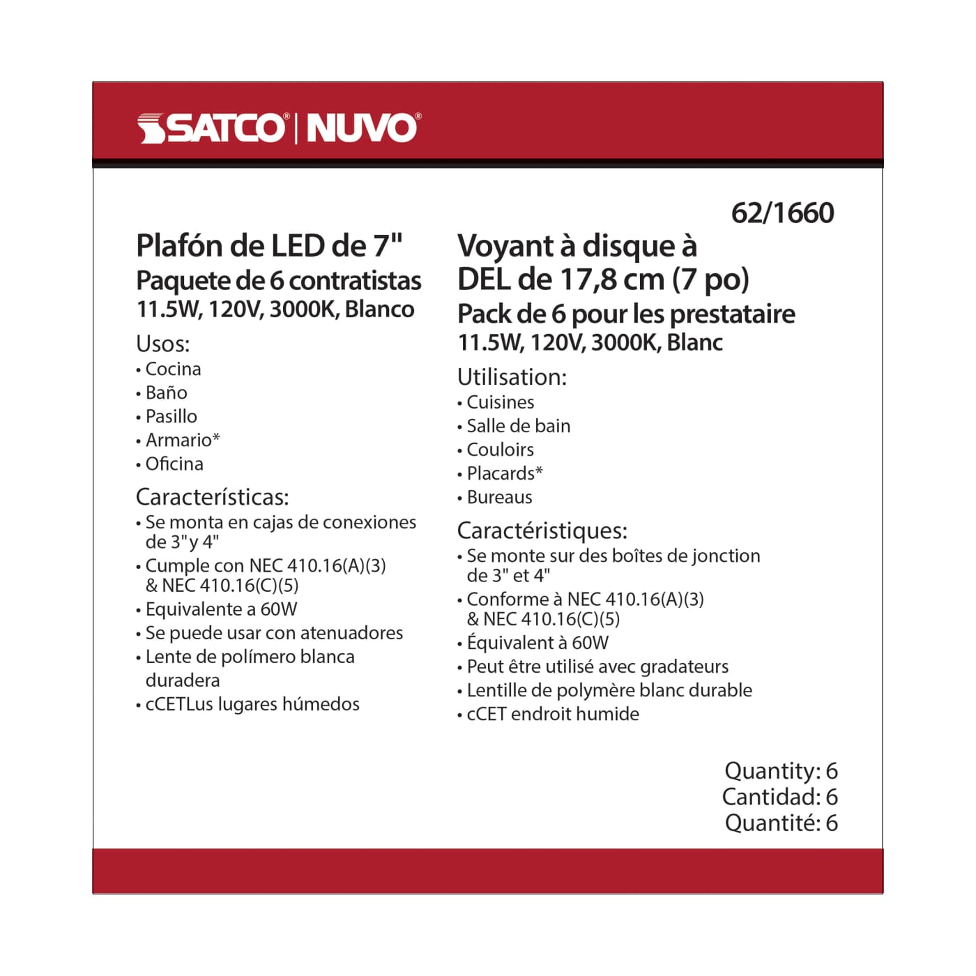 7" LED DISK LIGHT WHITE FINISH - 62-1660