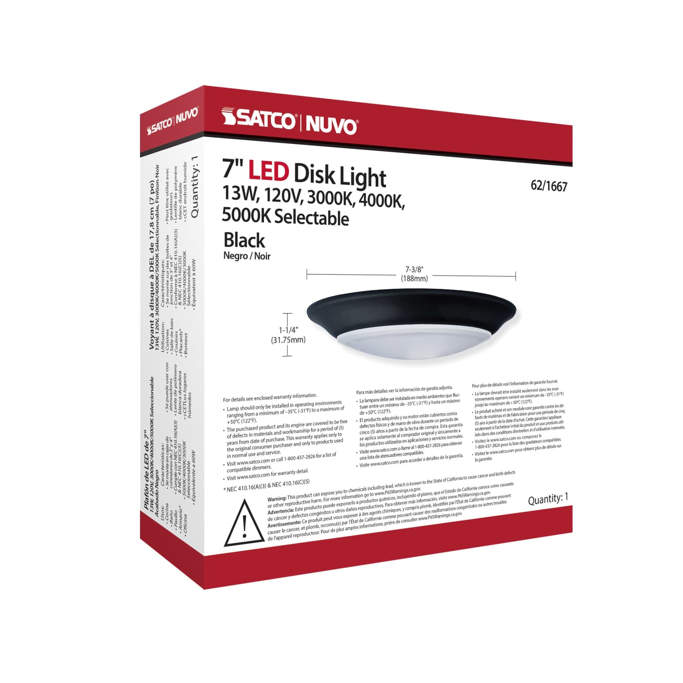 7" LED DISK LIGHT BLACK FINISH - 62-1667