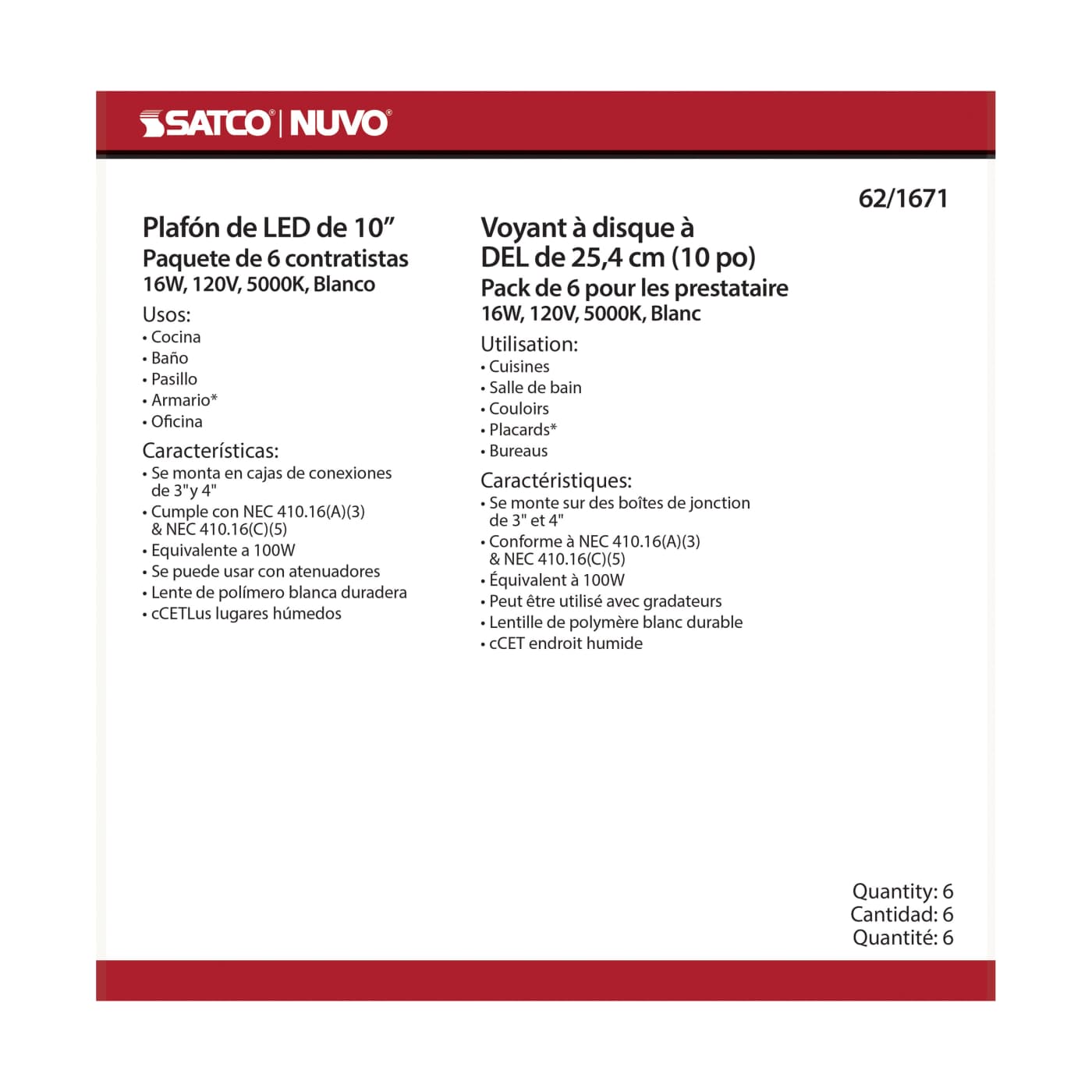 10" LED DISK LIGHT WHITE FIN - 62-1671