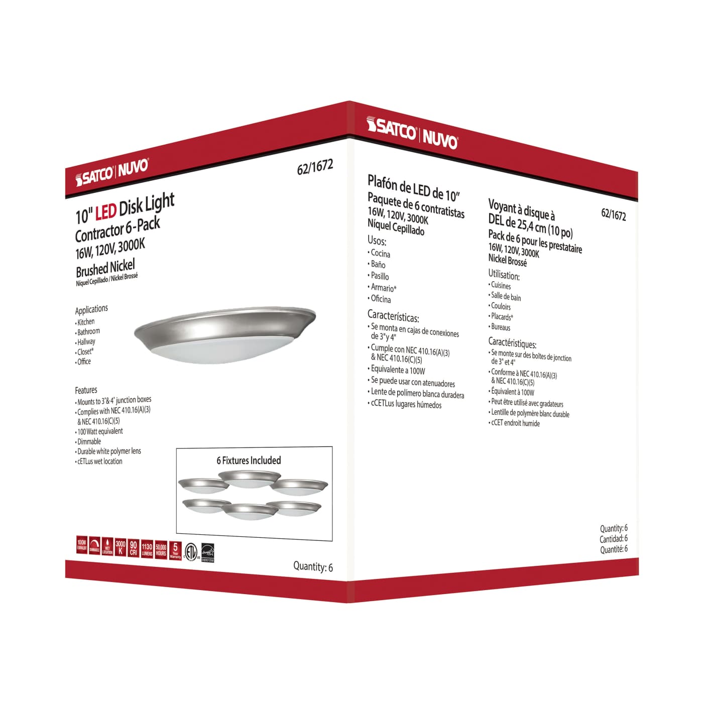 10" LED DISK LIGHT BN FINISH - 62-1672