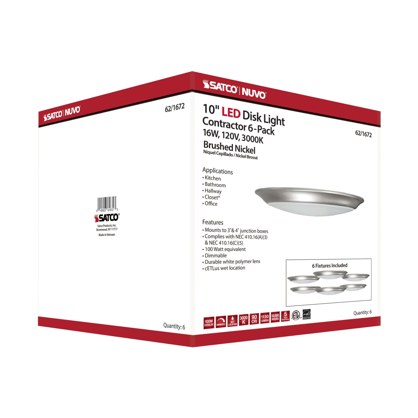 10" LED DISK LIGHT BN FINISH - 62-1672