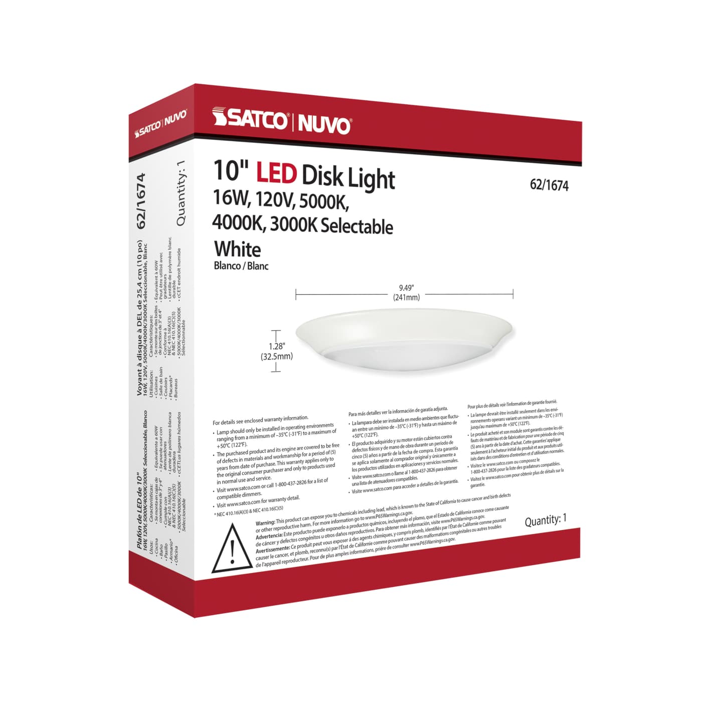 10" LED DISK LIGHT WHITE FIN - 62-1674