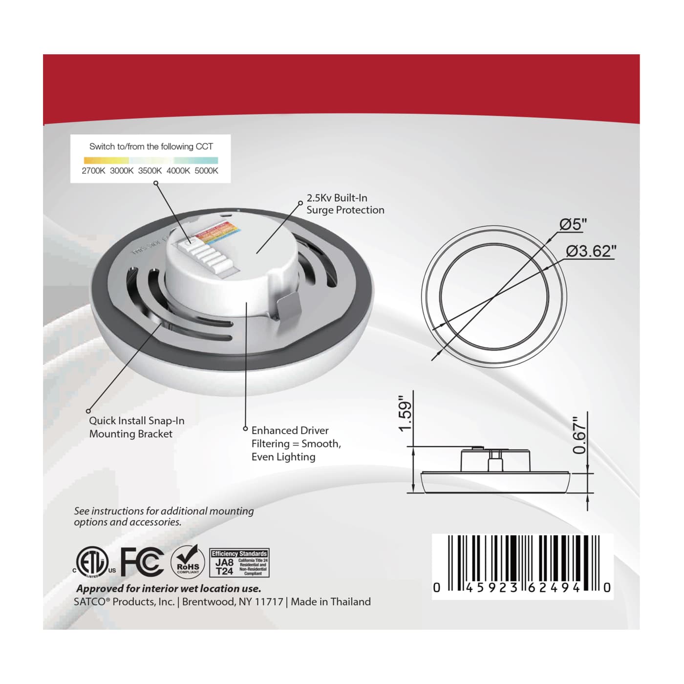 BLINK 9W LED 5" RND WHITE - 62-1700