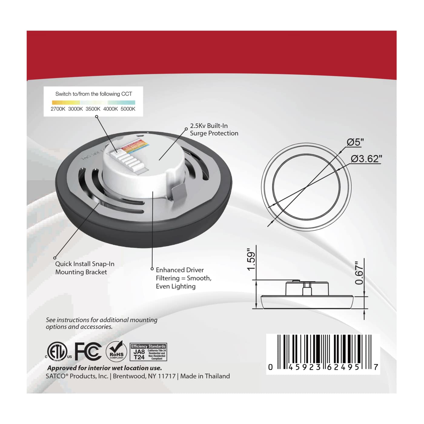 BLINK 9W LED 5" RND BLACK - 62-1701