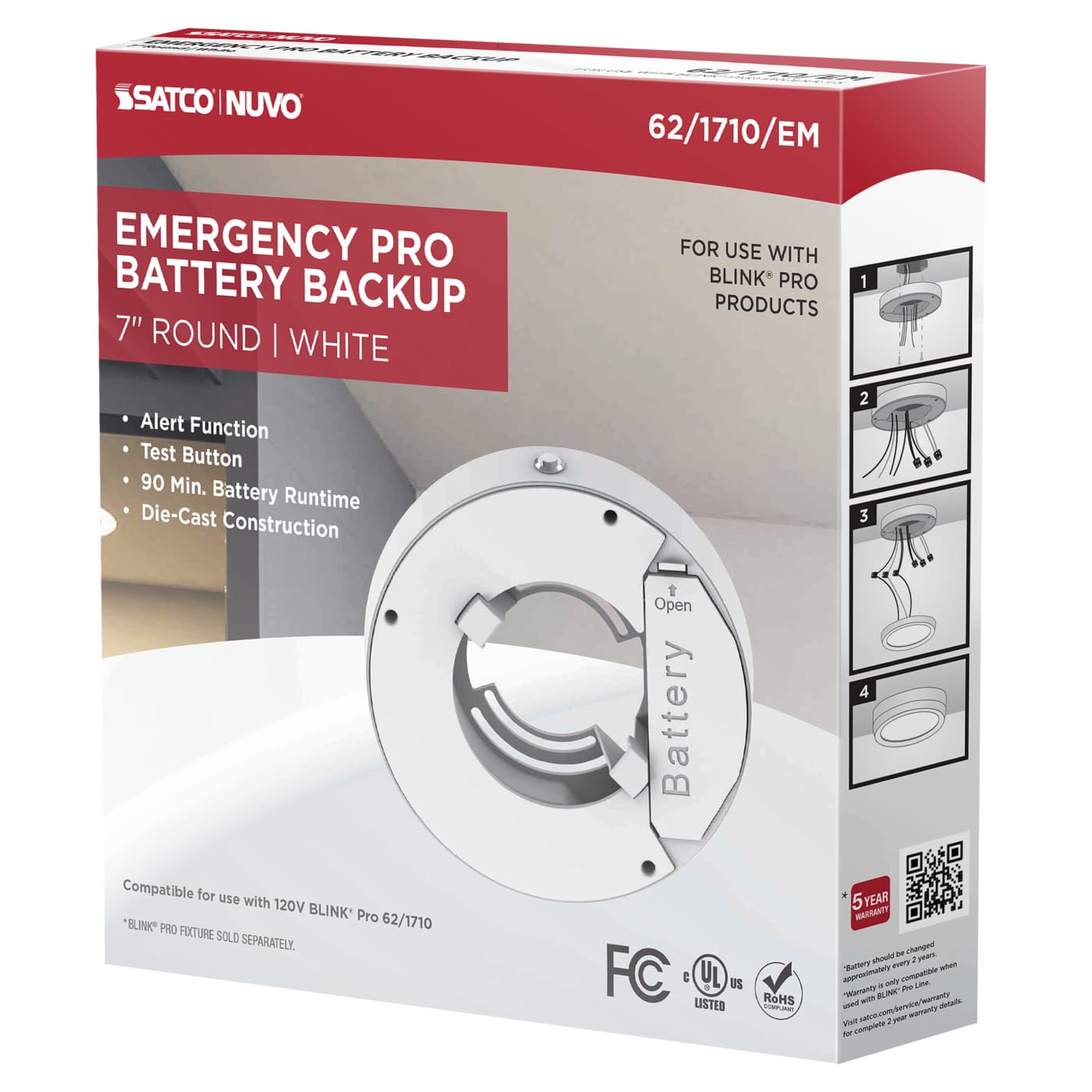 7" RD BLINK PRO EM BATT BACKUP - 62-1710-EM