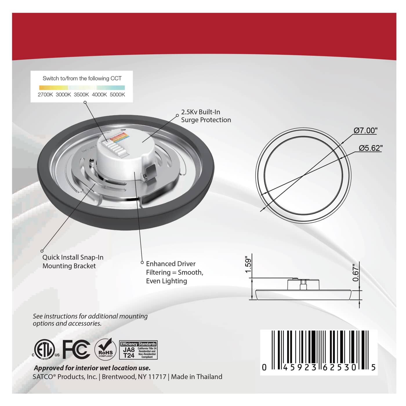 BLINK 11W LED 7" RND BLACK - 62-1711