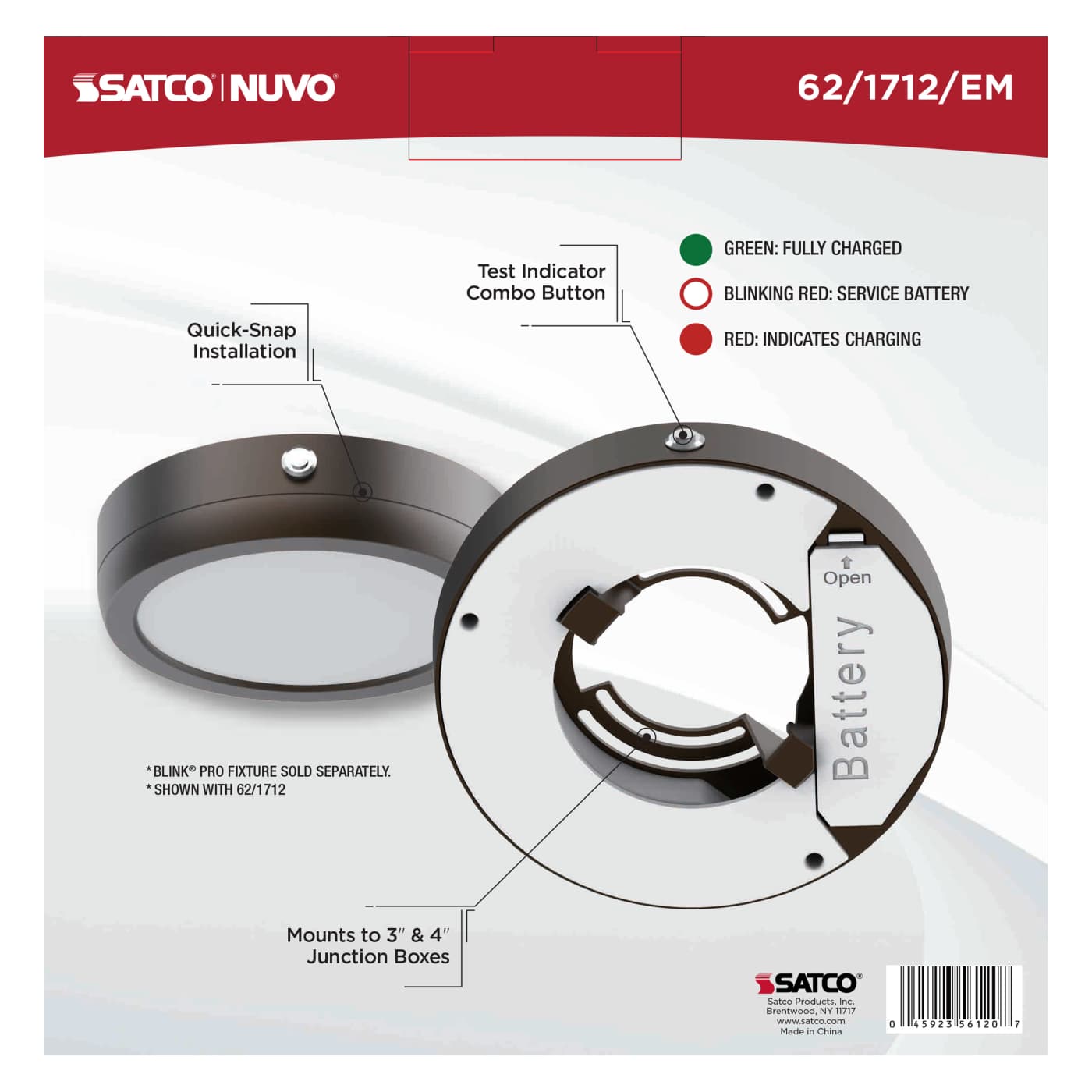 7" RD BLINK PRO EM BATT BACKUP - 62-1712-EM