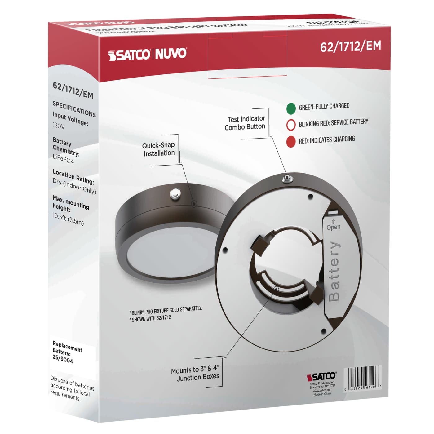 7" RD BLINK PRO EM BATT BACKUP - 62-1712-EM